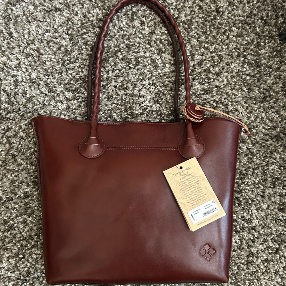 *NWT* Patricia Nash Eastleigh Brown 100% Full Grain Leather Tote Bag